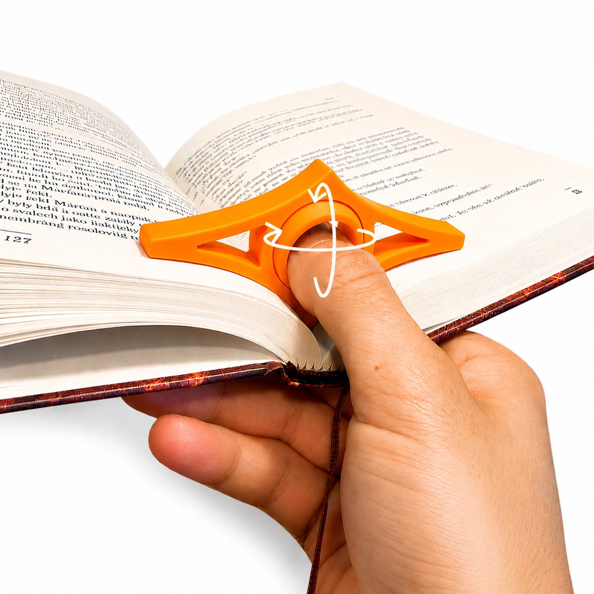 Boekpaginahouder - Boekhouder Voor Éénhandig Lezen - Duimring Leeshulp 25 Mm - Paginahouder Voor Boeken - Ergonomische Leesaccessoire - Handsfree Lezen - Comfortabel Lezen - Voor Romans Studieboeken Paperbacks En E-Readers - Oranje