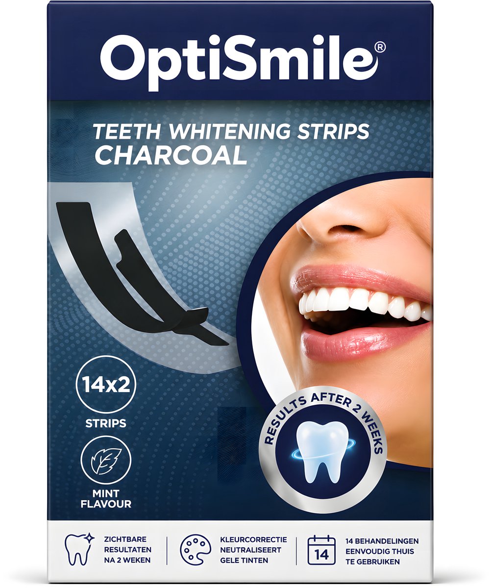 OptiSmile Whitening Strips 28 Stuks PAP Tandenbleker Peroxidevrij Mint Charcoal