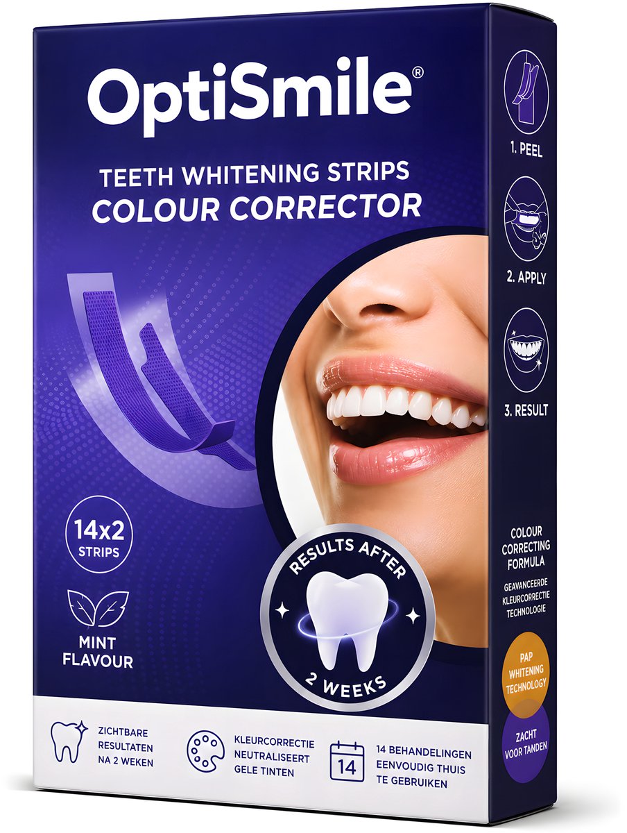 OptiSmile Teeth Whitening Strips 28 Stuks Tand Whitening Strips Mint Kleurcorrectie