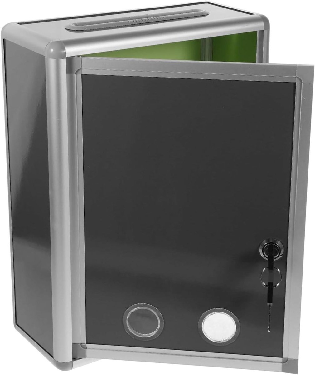 Brievenbus - Suggestiebox Ideeënbus - Veilig Opslag - Afsluitbaar Wandmodel - 32.5 cm - Zilver