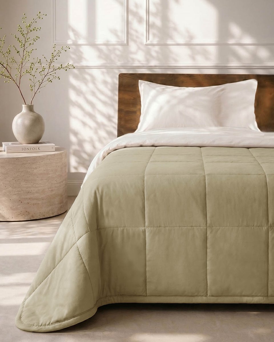 HOOMstyle Wasbaar dekbed zonder overtrek - Zomer 100 g/m² - 180x220cm - Olijfgroen