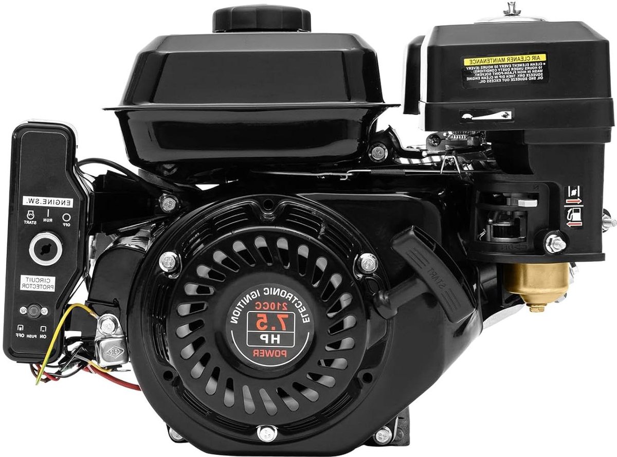 Benzinemotor 4-takt - Industriële motor - Apparatuur aandrijven - Elektrische start - 75 pk - Zwart