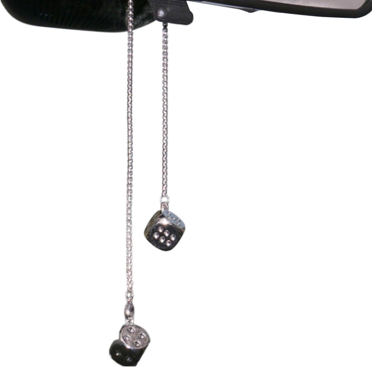 Dobbelstenen Hanger - Auto Ornament - Auto Interieur - Verstelbare Lengte - 1.4 cm - Zilver