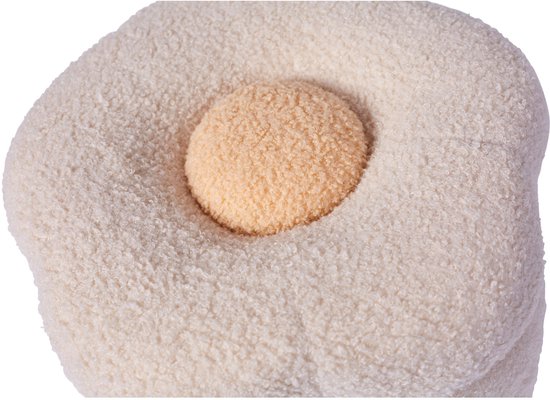 Childhome Bloem Poef + Speelgoedkist - 35x35x32 cm - Ecru - Zachte Opbergbox in Teddy Stof van Childhome — afbeelding 3