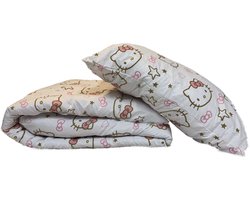 2-1 Baby Dekbed zonder overtrek Dekbed - 100 x 135 + 1 kussensloop 60x70 – Hello-Kitty - goud/wit