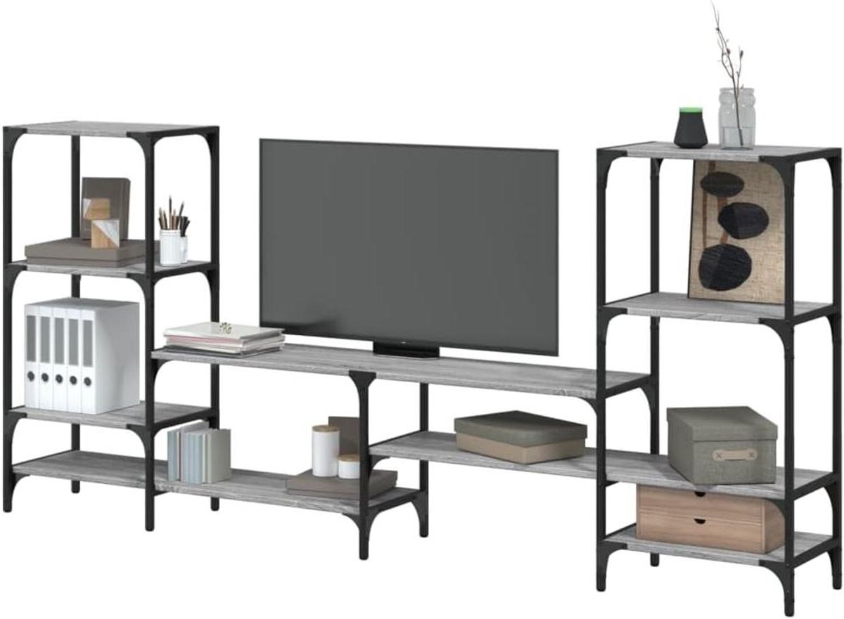 TV-kast - TV meubel mediakast - Multimedia opbergen - Veel opbergruimte - 206.5 x 28.5 x 95 cm - Grijs