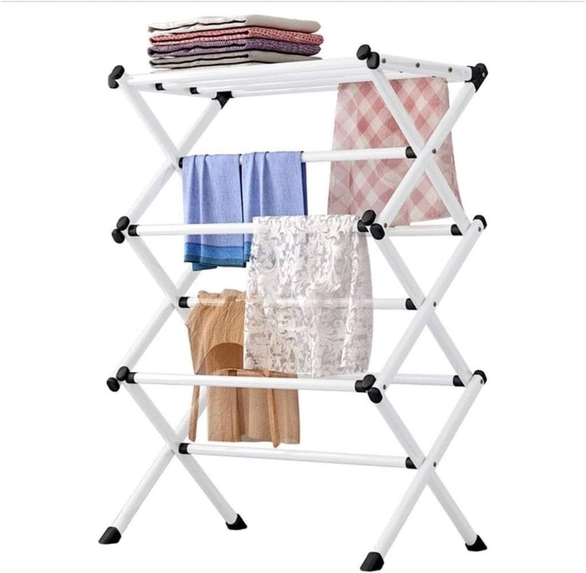 Droogmolen Kledingrek Kleding Drogen Inklapbaar en Verrijdbaar 63x39x98cm Wit