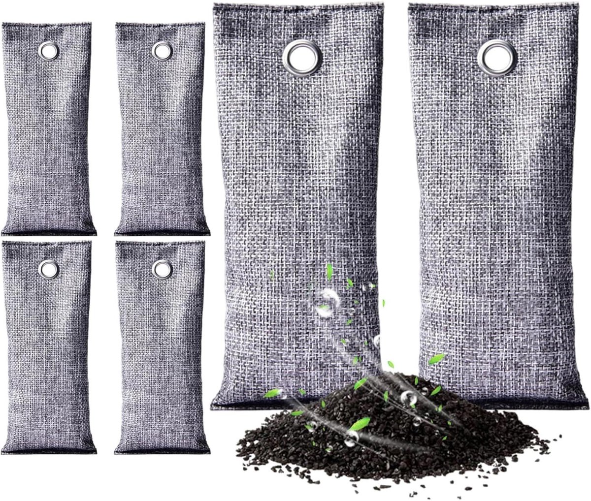 Geurabsorbers - Luchtverfrissers - Schoenen Fris Houden - Natuurlijk Bamboe - 6 Stuks - Grijs