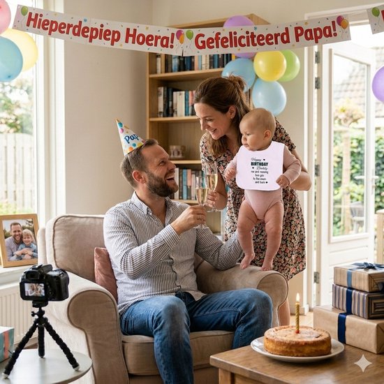 Baby Slabbetje met tekst - gefeliciteerd papa jarig verjaardag Happy Birthday daddy eerste vaderdag van My Custom Style — afbeelding 2
