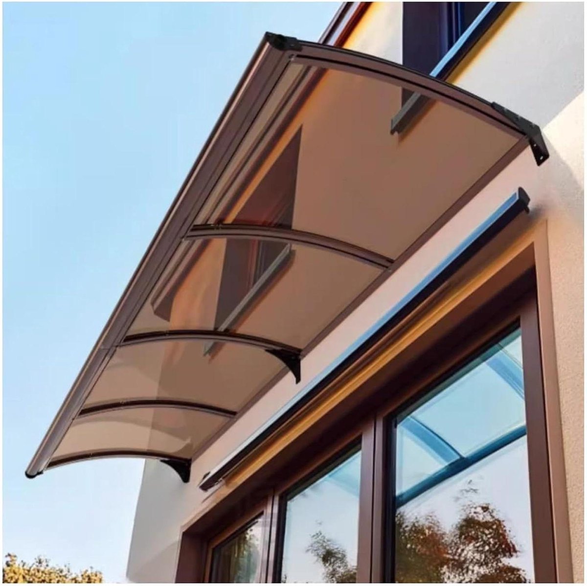 Deurluifel Polycarbonaat - Regenkap Buiten - Entree Beschermen - Weerbestendig Aluminium - 45 x 200 cm - Transparant