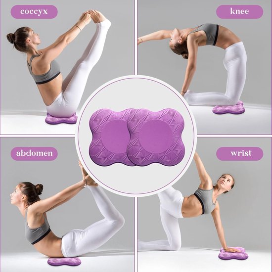 4 Stuks - Yoga Knie Kussens - Yoga Kniebeschermer Mat - Sport Balans Kussen - Pilates Mat - Antislip Yogamatten - Knee Pads - Kniestukken - Exercise Mat - Sportmat - Kniemat - Fitness - Voor Yoga, Fitness, Pilates - Roze En Paars — afbeelding 5