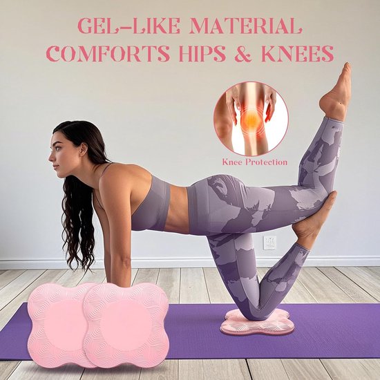 4 Stuks - Yoga Knie Kussens - Yoga Kniebeschermer Mat - Sport Balans Kussen - Pilates Mat - Antislip Yogamatten - Knee Pads - Kniestukken - Exercise Mat - Sportmat - Kniemat - Fitness - Voor Yoga, Fitness, Pilates - Roze En Paars — afbeelding 4