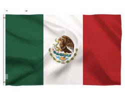 Mexicaanse vlag - Vlag van Mexico - El Tricolor - Mexican flag - 150/90CM - Polyester - Met 2 oogjes - WK - CHPN