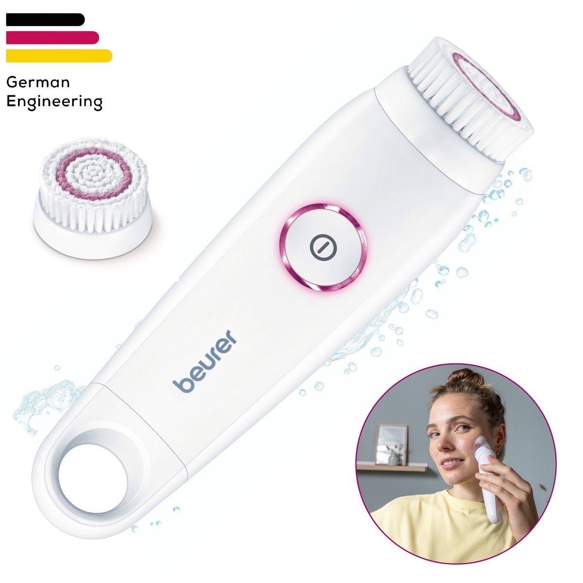 Beurer FC 45 Gezichtsreinigingsborstel - Gezichtsborstel - Elektrisch - 2 Rotatiestanden - 2 Snelheden - Incl. zachte opzetborstel en batterijen - 3 Jaar garantie
