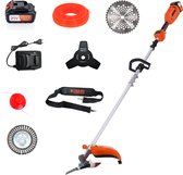 Kibani Accu Bosmaaier - Incl. 21V Accu en Oplader - Elektrische Bosmaaier - met 15CM Onkruidborstel - met Maaidraad, Zaagblad en Draadkop - Grastrimmer - Kantenmaaier