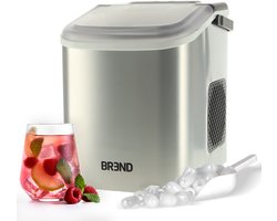 IJsblokjesmachine met Schep en Lekbak – 2 Maten IJsklontjes – 1,1 Liter – Draagbare IJsblokjesmaker – 12 kg/24 uur – Zelfreinigend – RVS – BREND BR-2213