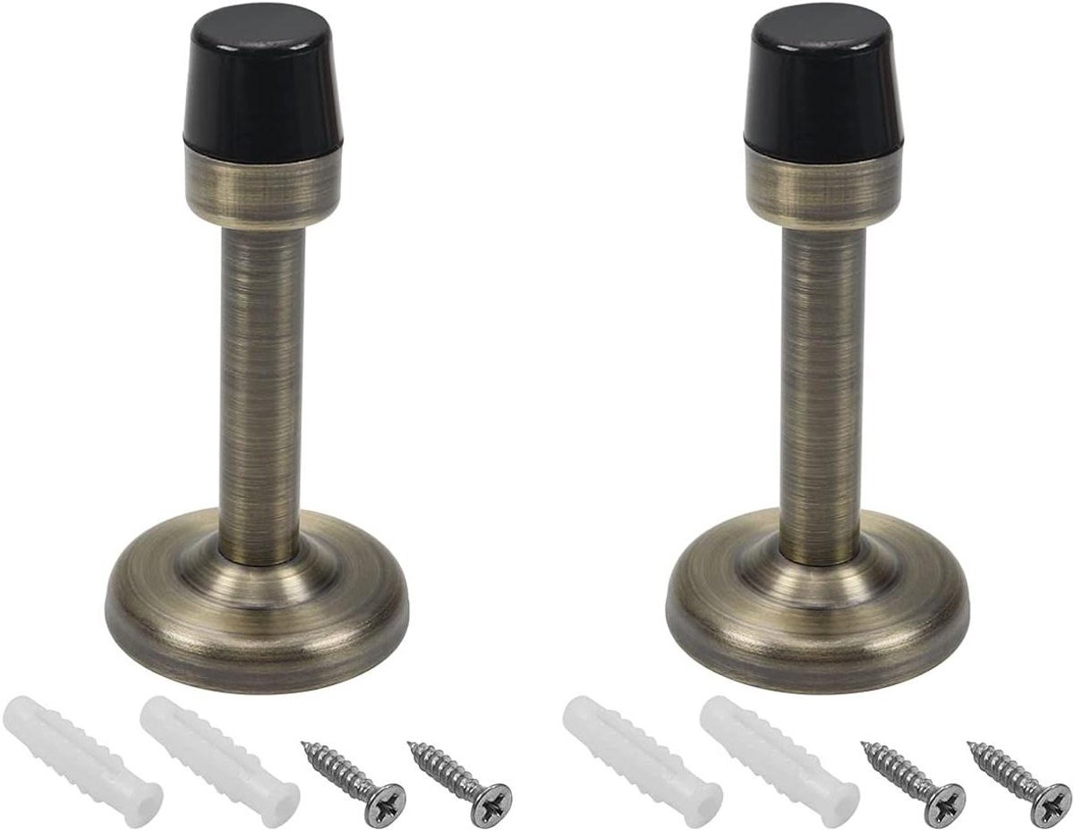 Deurstop - Muurbevestiging - Deuren Dempen - Zachte Rubberen Bumper - 40mm x 80mm - Brons