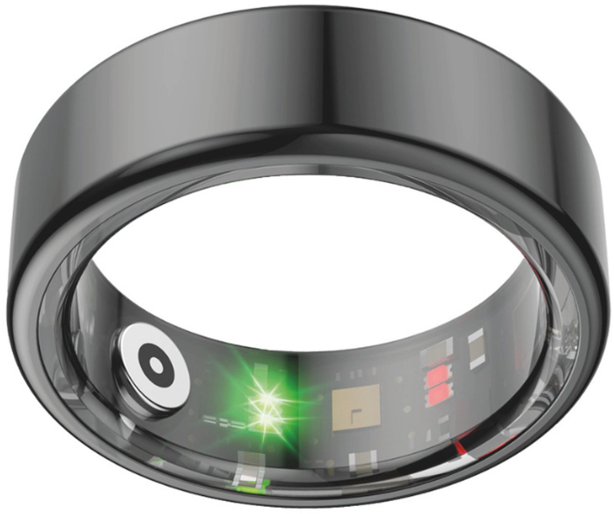 NOLATR Slimme Ring met Stappenteller, Activiteitstracker & Hartslagmeter – Zonder Abonnement & Nederlandse App – Zwart – Maat 8