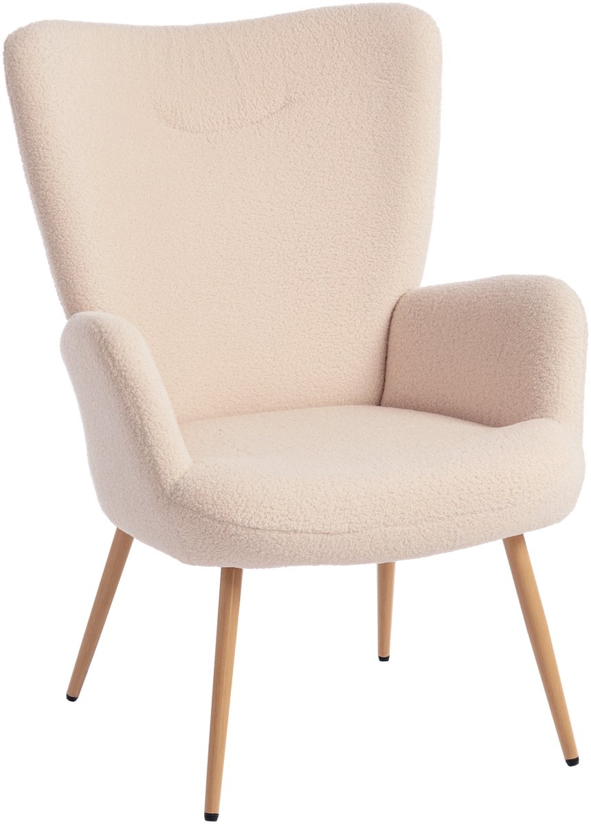 HOMCOM-Accentstoel-Trouble stof-71 x 74 x 97,5 cm-Beige