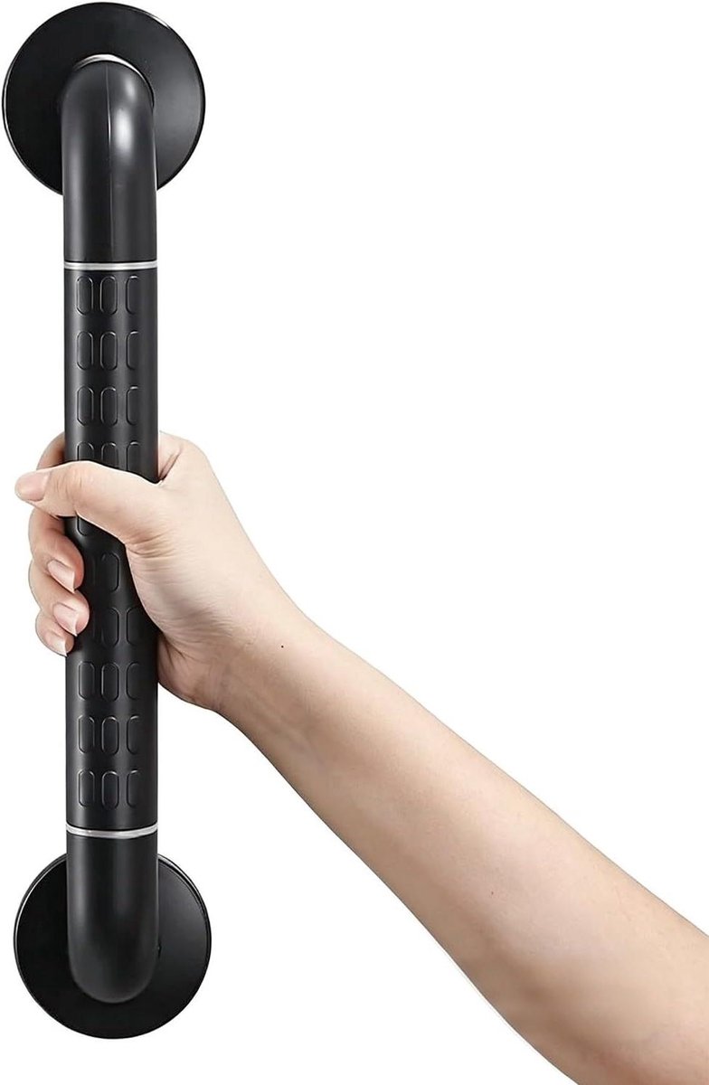 Antislip zwarte handgrepen, wandbeugel voor de badkamer, veiligheidsbalansbeugel, douchegreep voor mindervaliden (60 cm)