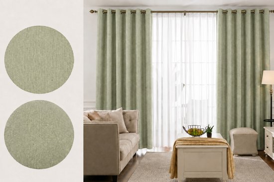 Everyday Elegance Elite 100% Verduisterend gordijnen met Ringen Groen 140x300 CM
