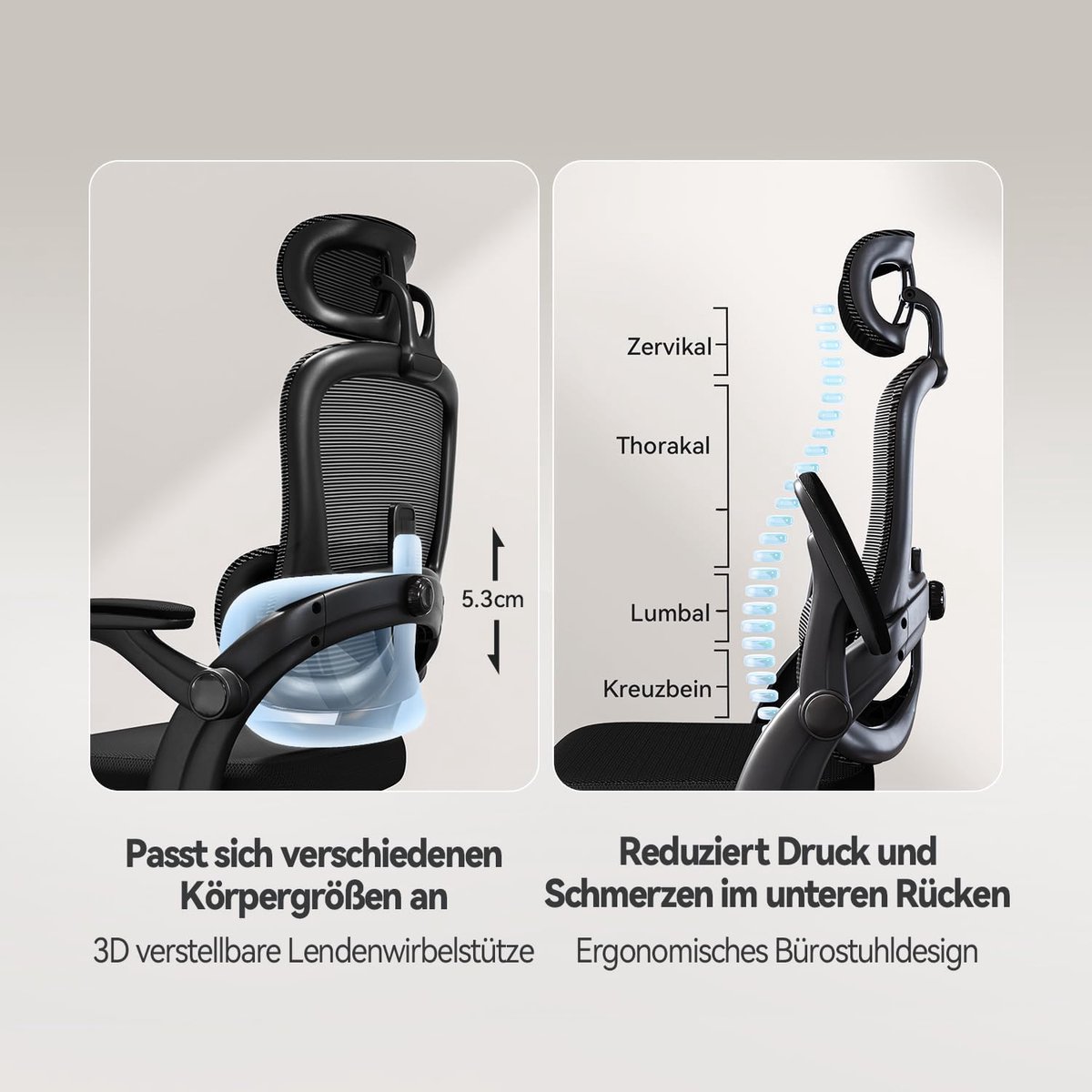 Ergonomische Bureaustoel – House&Garden ErgoSupport Pro Directiestoel met 3D Armleuningen, Verstelbare Lendensteun & Hoofdsteun, Kantelfunctie, Ademend Mesh, Tot 150 kg Belastbaar, Gaming & Kantoorstoel Zwart