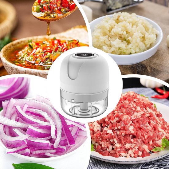 Uienhakker - USB Oplaadbaar Keukengerei Rolling GroentenMixer - Draagbare Elektrische Keukenmachine Voor Vlees Chili Ui Gehakte Fruit Noten,Fijn gehakt — afbeelding 3