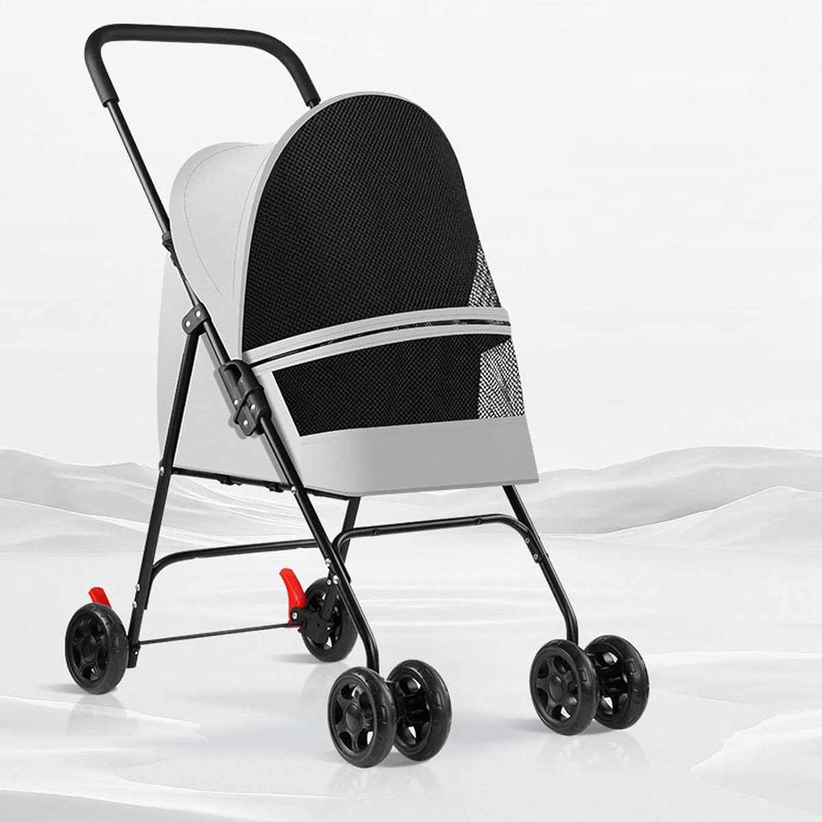Huisdieren Kinderwagen - Hondenbuggy Kattenkar - Comfortabel Reizen - Volledige Vering - 45 x 55 x 97 cm - Grijs