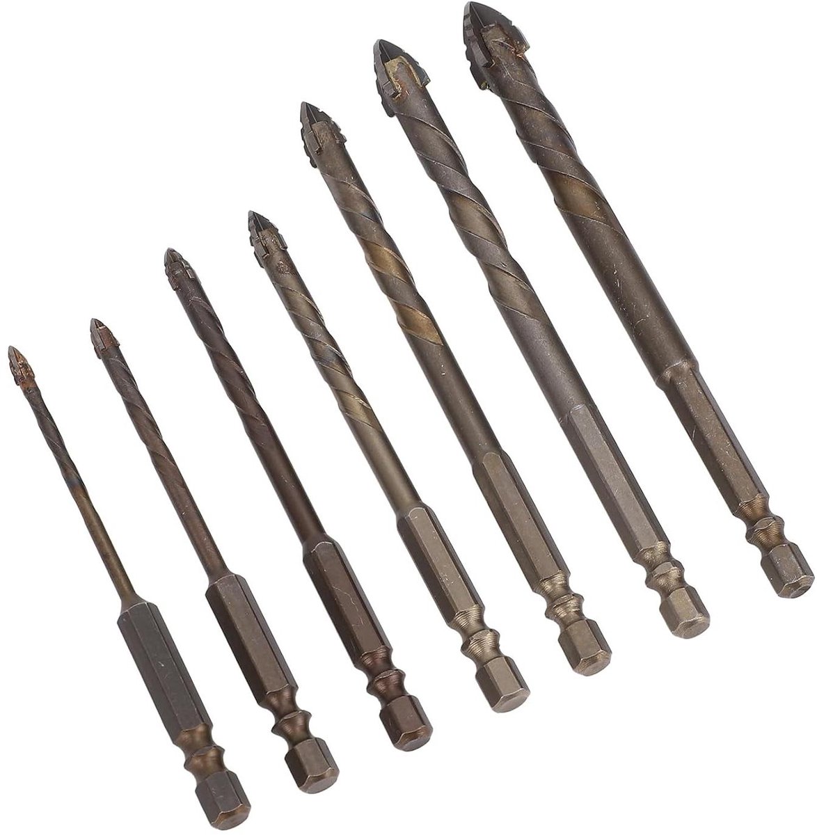 Steenborenset - Metselwerk bits - Bouwprojecten Uitvoeren - Industriële kwaliteit hardmetaal - 7-delig 3-12mm - Zilver