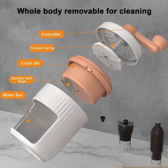 Shaved Ice Machine - Manual Crank Ice Crusher, Portable Manual Ice Shaver Crusher Snow Cone Machine, Ice Crusher Shaver for Outdoor Drinking Home — afbeelding 5