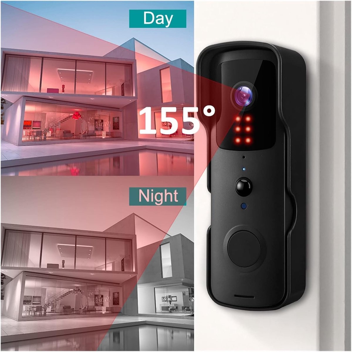 1080P HD Video Door Bell Smart Wireless WiFi Ring Doorbell Security Intercom Video Camera By Bell PIR Motion Detection (Color : D, Size : E/U) – foto 3