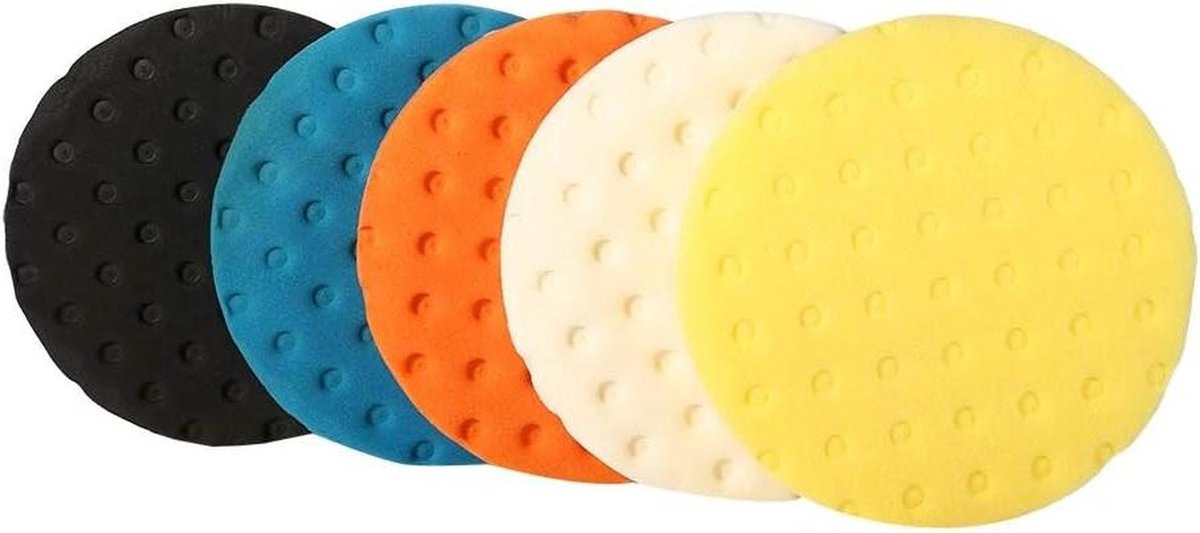 Polijstmachine Pad Set - Schuurschijven Buffers - Auto Glans Herstellen - Complete Set - 5 Stuks - Diverse Kleuren