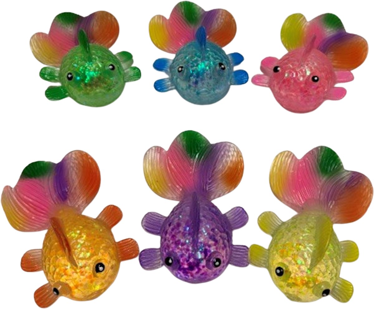 Sugar Squish Goudvis – 12 cm - Assorti - 1 exemplaar - Anti-stress Knijpspeelgoed - Knijpbal voor stressverlichting - Fidget toy voor kinderen en volwassenen