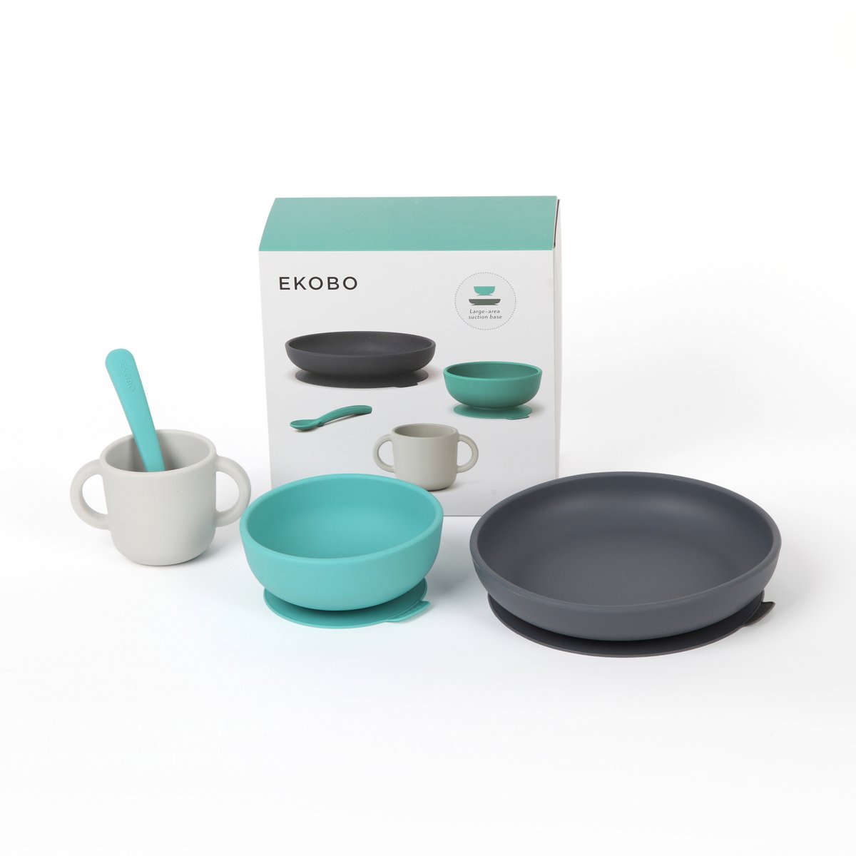 Ekobo - Baby Maaltijdset - Veilig en duurzaam - Anti-slip ontwerp blauw