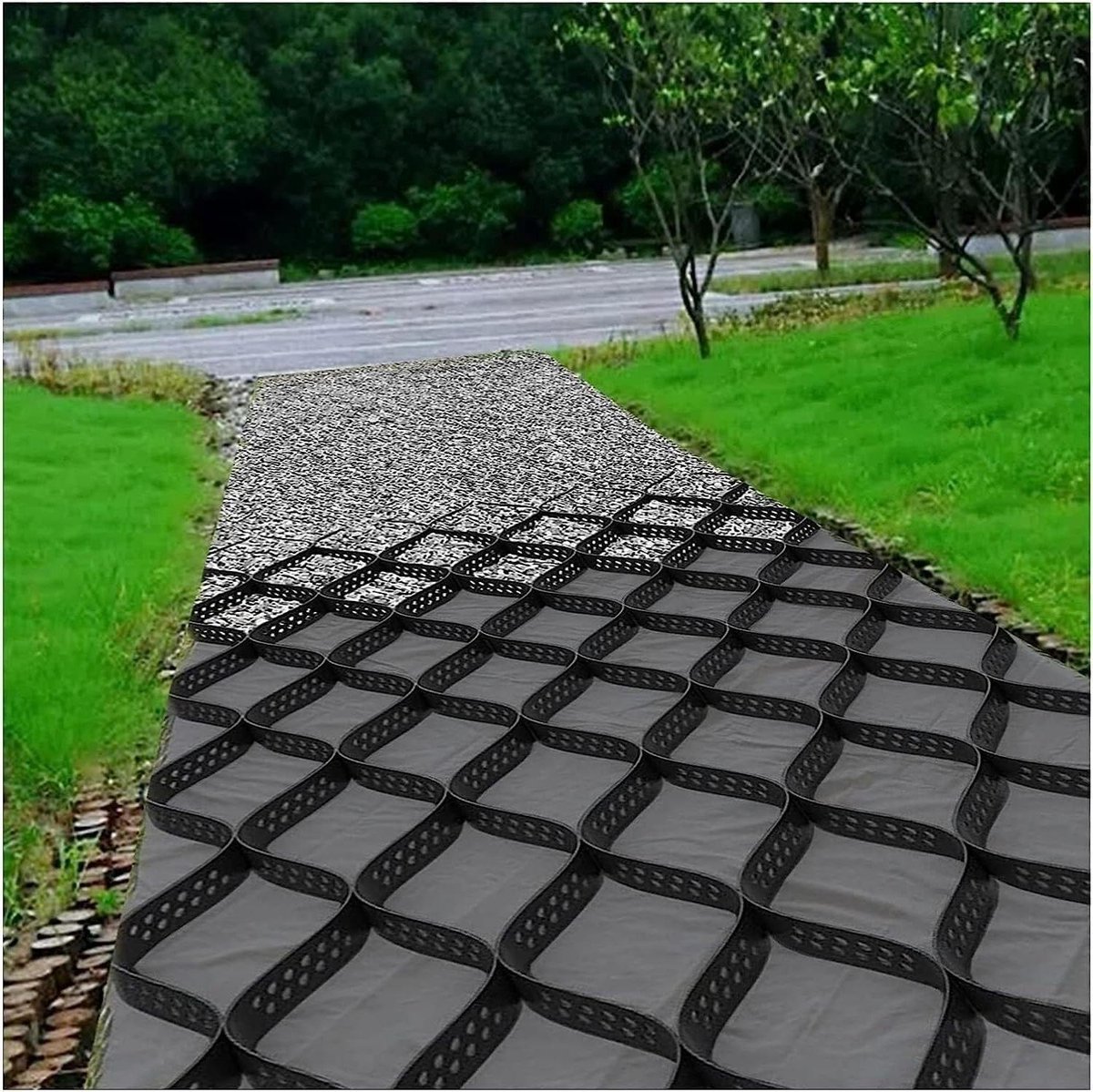 Grondrooster - Grindstabilisator Bodemrooster - Opritten Tuinpaden Stabiliseren - Hoge Draagkracht Slijtvast - 5 cm Diep - Zwart