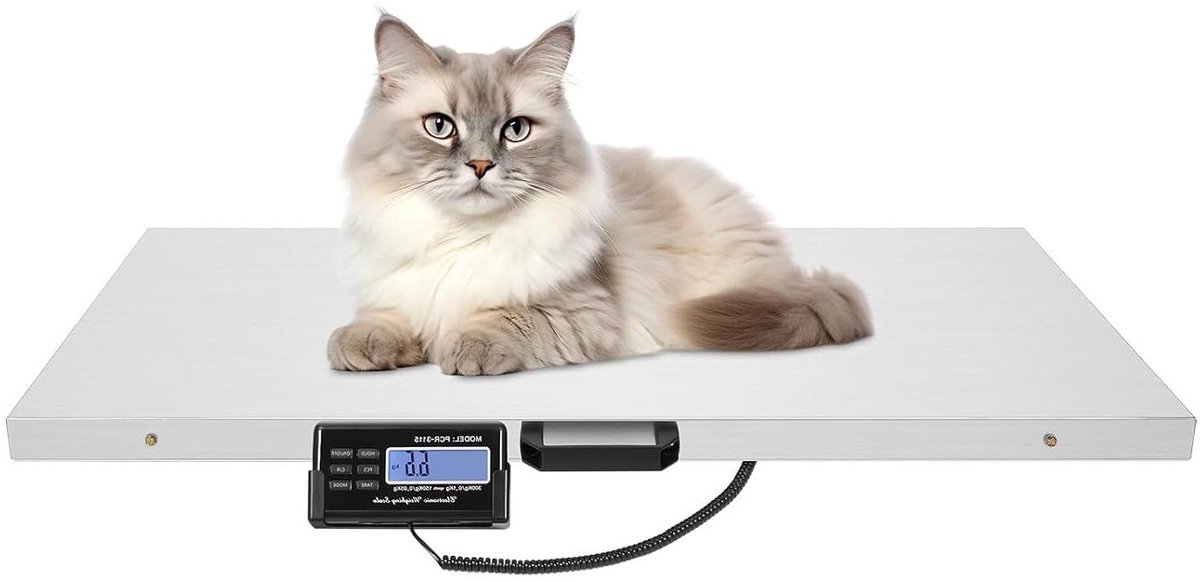 Digitale dierenweegschaal - Huisdier weegschaal - Gezondheid monitoren - Verstelbaar display - Roestvrij staal - Zilver