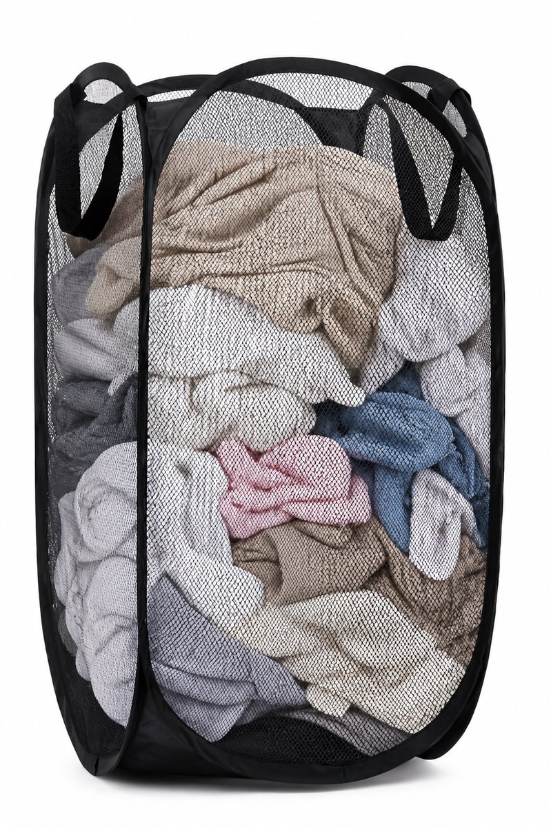 BOTC Wasmand - Waszak - Laundry basket - Waszak vouwbaar - Draagbaar wasbox - Zwart