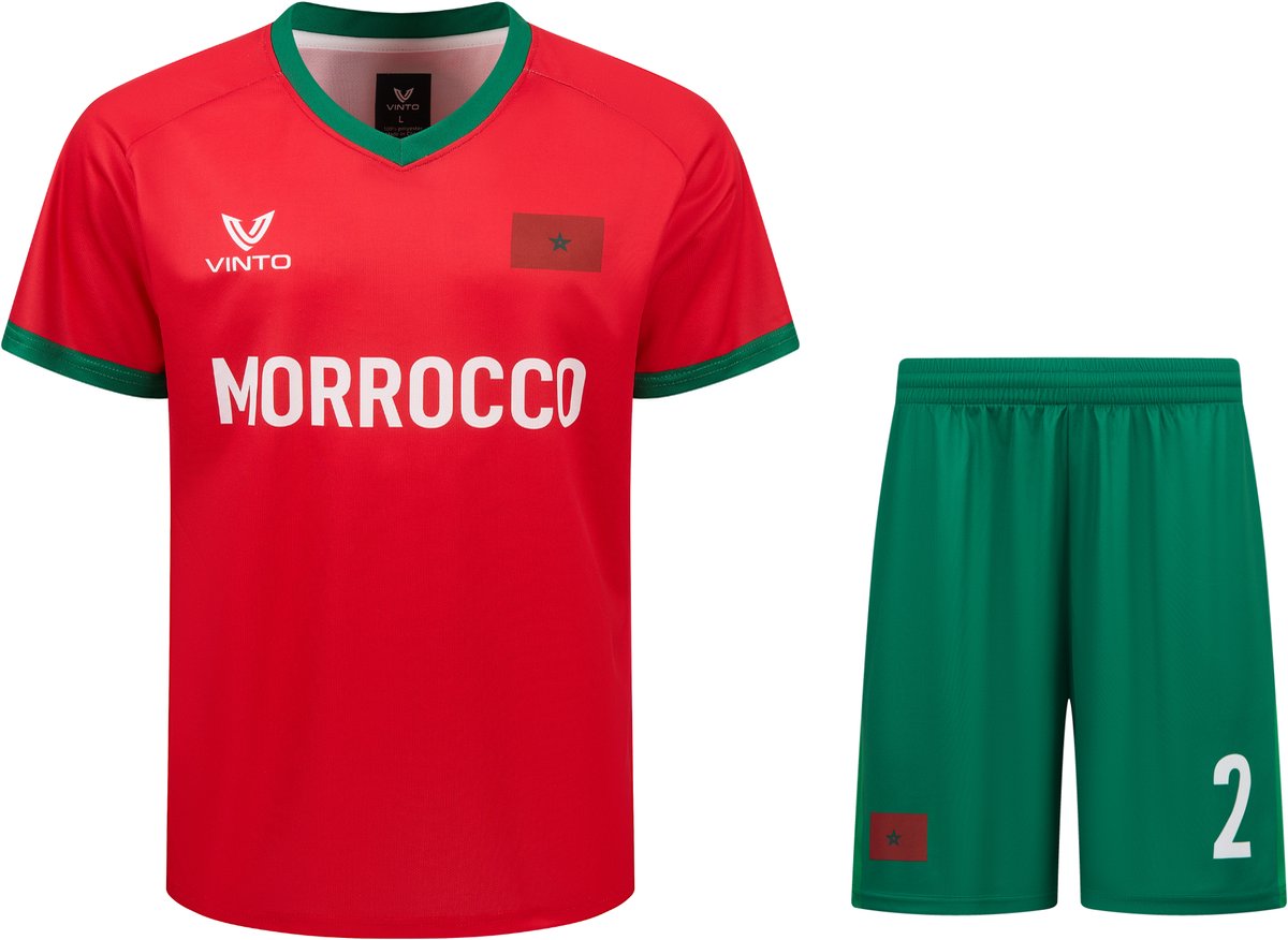 Vinto Marokko Shirt en Broek voor Heren - Voetbal Tenue - Voetbalshirt Morocco - WK 2026 - Marokko - Maat L