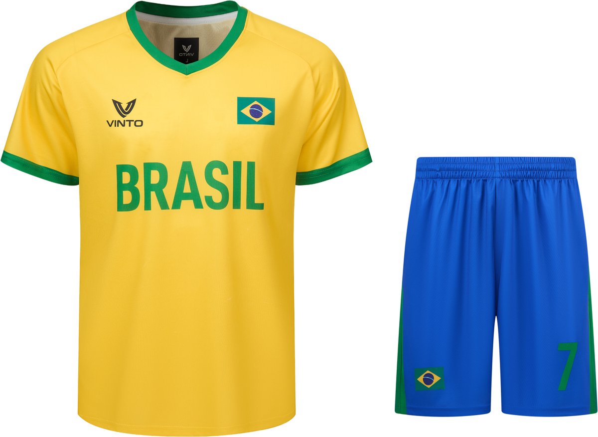 Vinto Brazilië Shirt en Broek voor Heren - Voetbal Tenue - Voetbalshirt Brazil - WK 2026 - Brazilië - Maat M