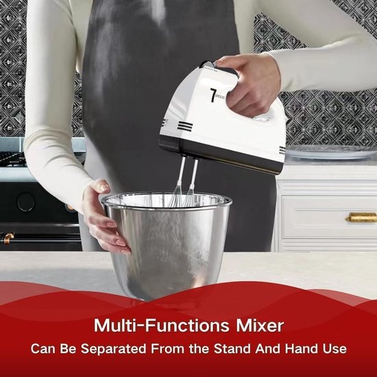 Stand Mixer Handmixer Keuken Elektrische Met Rvs Kom 7 Snelheden met Deeghaak Garde Mengklopper voor Bakken Cake Koekje Kneden — afbeelding 3