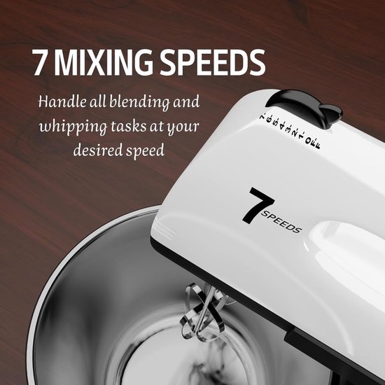 Stand Mixer Handmixer Keuken Elektrische Met Rvs Kom 7 Snelheden met Deeghaak Garde Mengklopper voor Bakken Cake Koekje Kneden — afbeelding 2