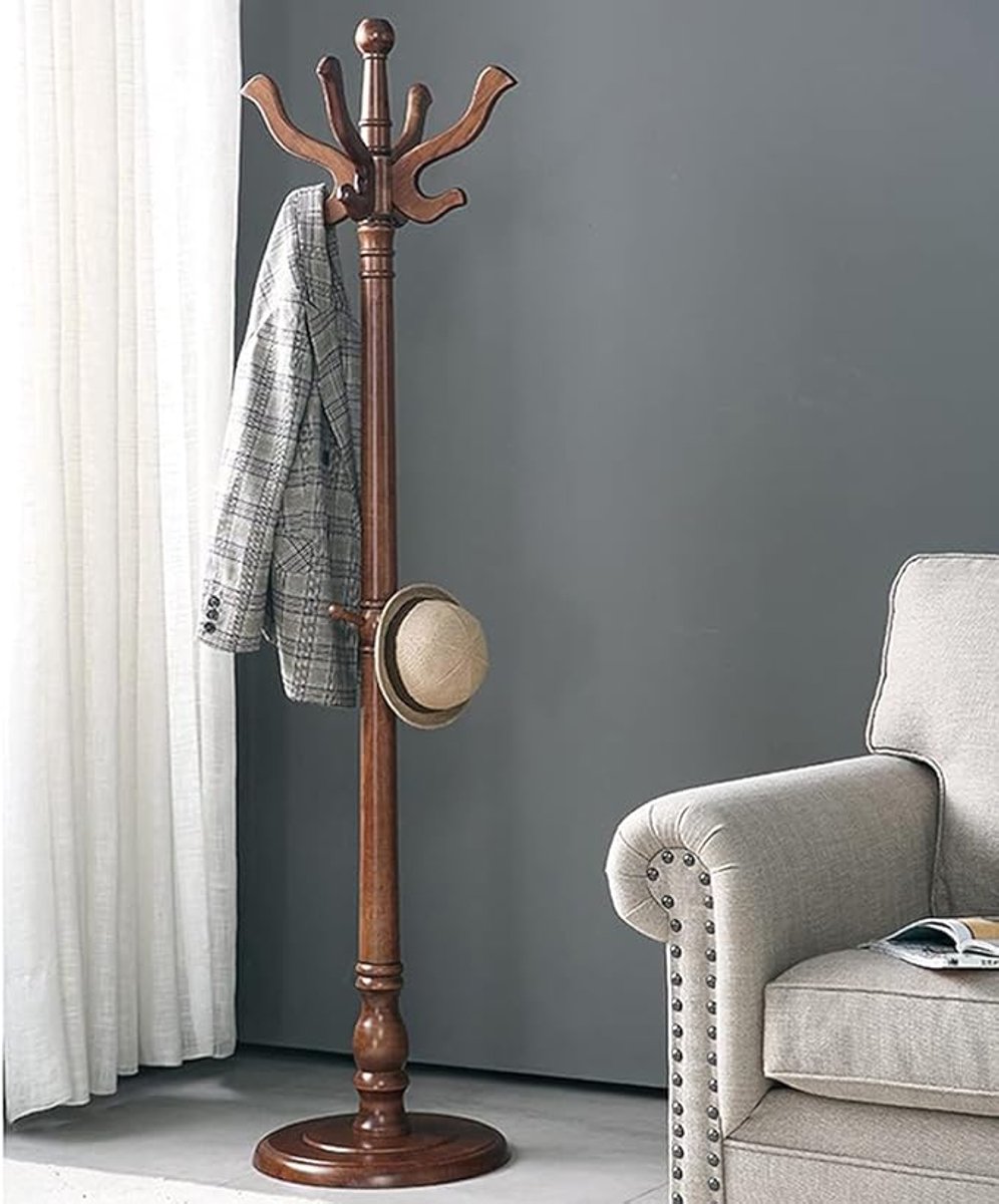 Garderobenständer freistehend 40x180 cm – Antikes chinesisches Design Massivholz Kleiderständer mit Stange für Mäntel, Jacken, Hüte & Taschen für Flur Schlafzimmer Wohnzimmer Eingangsbereich – stabil & vielseitig