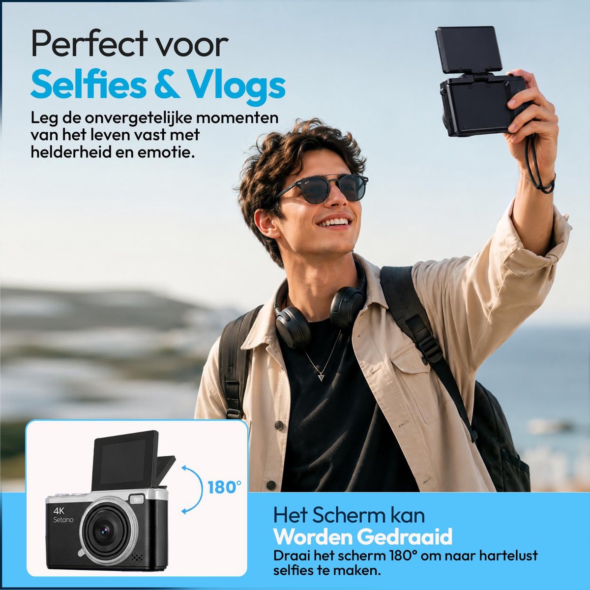 Setano 4K Camera - Compact met 64GB SD-kaart inbegrepen thumbnail 3