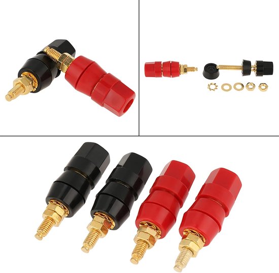 MTTProducts - Speaker Binding Post - Banana Plug Adapter - Eenvoudig te installeren - Zwart Rood - Maximale signaaloverdracht - Geschikt voor versterke... van mttproducts — afbeelding 3