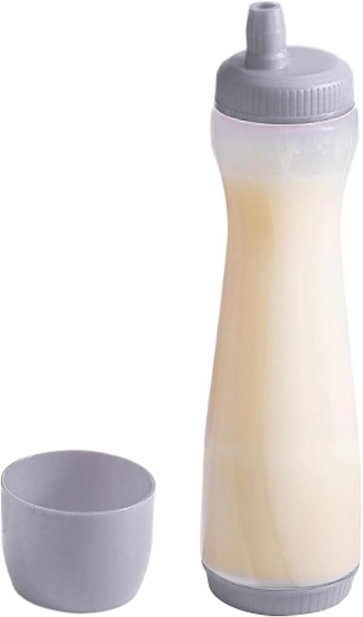 Pannenkoek Dispenser - Beslag Knijpfles - Beslag Verdelen - Druppelvrije Tuit - 700 ml - Grijs en Rood