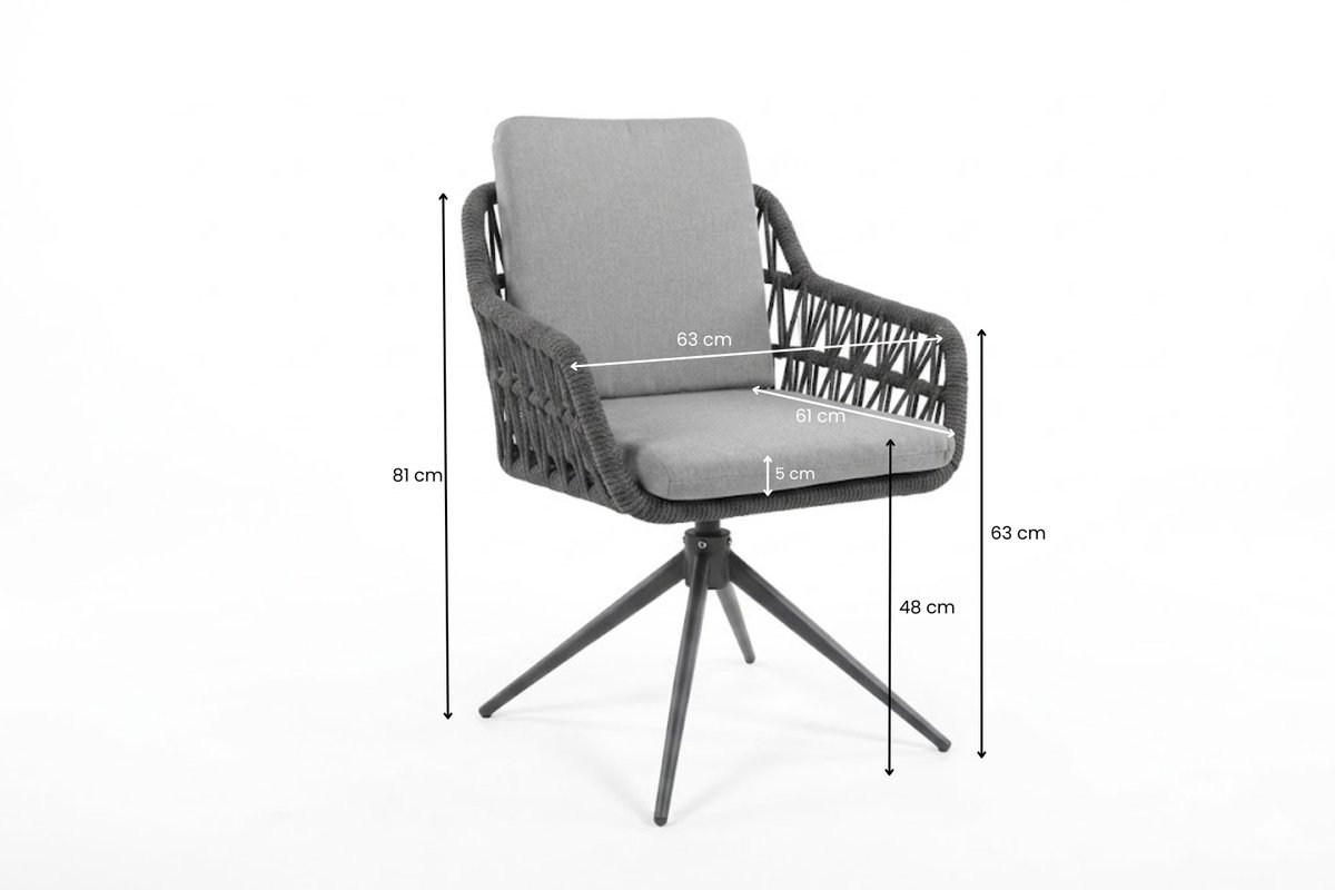 Tuinstoel Sevilla Draaibaar Antraciet Relax Dining Kruispoot - 8280A