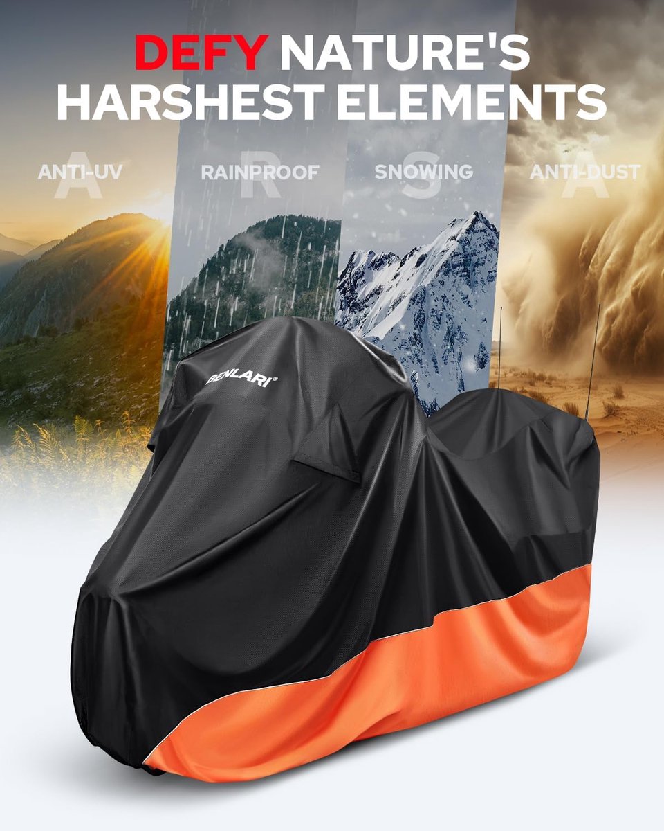 Waterdichte Motorhoes - Motorfiets Cover Beschermhoes - Motor Beschermen - 300D Oxford Stof - 244 x 152 x 102 cm – foto 2