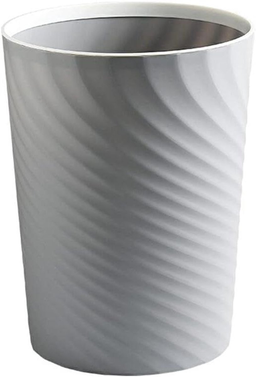 Prullenbak Plastic - Afvalbak - Huishoudelijk Gebruik - Stijlvol Profiel - 10 Liter - Grijs