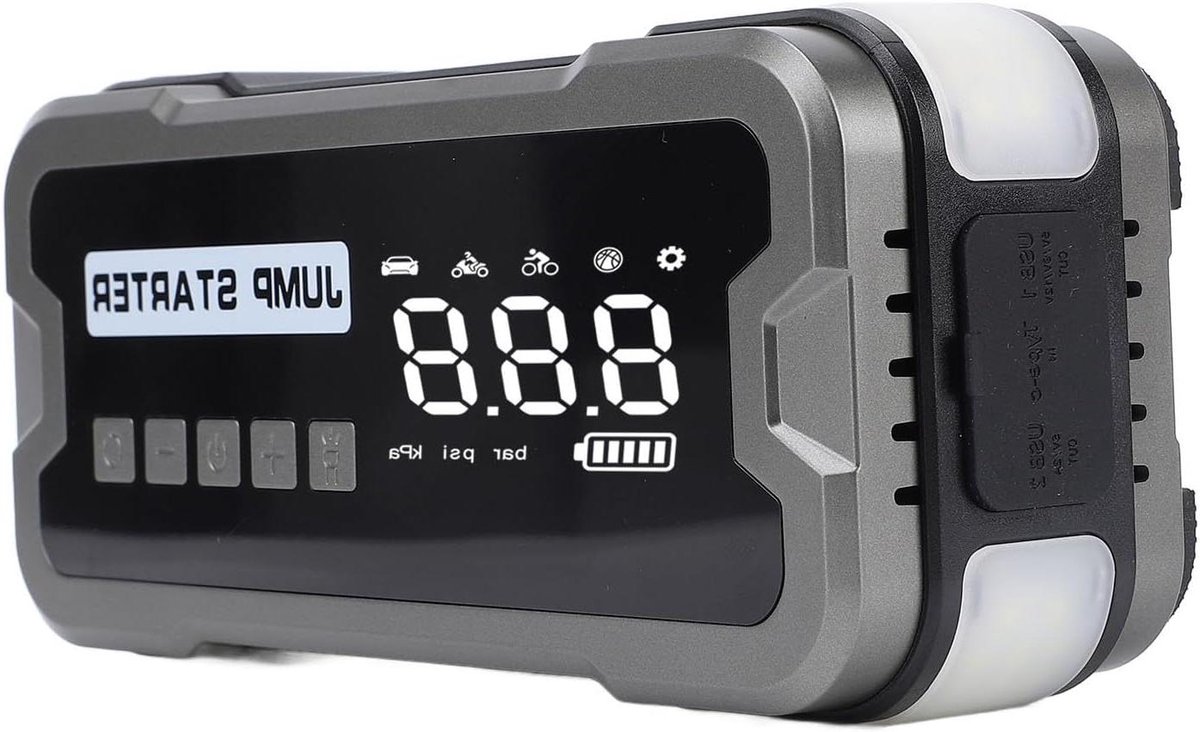 Auto-accu Jumpstarter, 12V Auto-starthulp, 10000mAh 4000A Piekvermogen Auto-accu Jumpbox met Nood-LED-licht en Bandenpomp