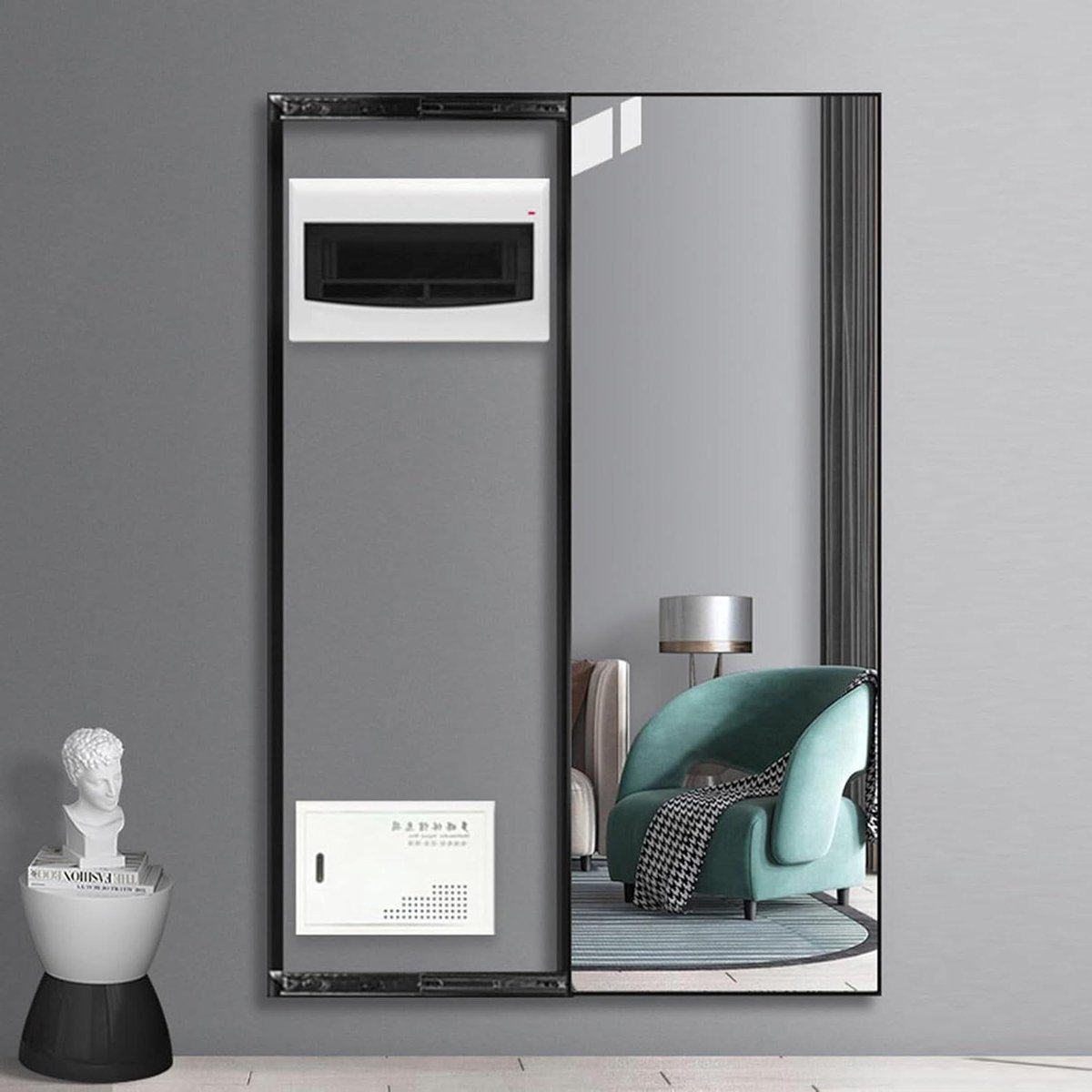 Groepenkast Afdekking - Meterkast Paneel - Interieur Verfraaien - Stille Schuifrails - 55 cm Hoog - Zwart